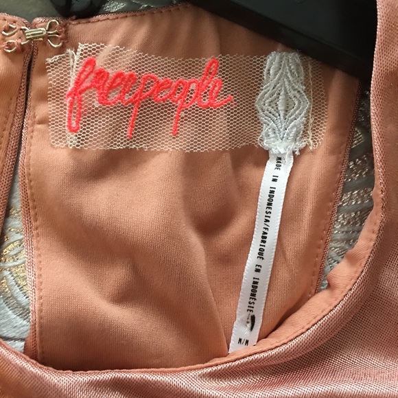 NWT Free People blush Satin Ruched Dress - Picture 5 of 8